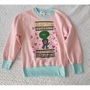 Vintage Baby Bop Barney &‎ Friends Crewneck Sweatshirt Kids Pastel Pink Size 6/8